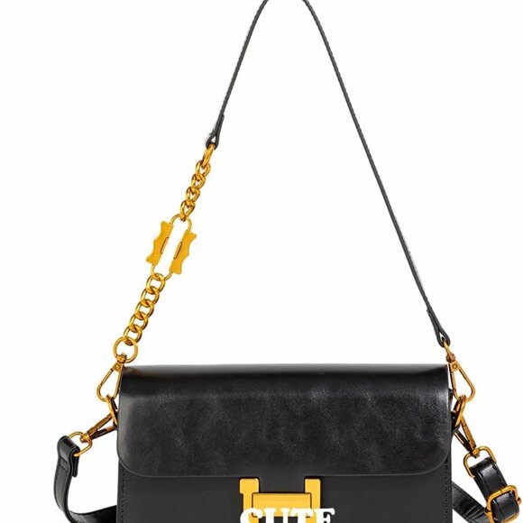 Women Leather Crossbody Bag Small Compact Designer Handbag Black - Picture 1 of 6